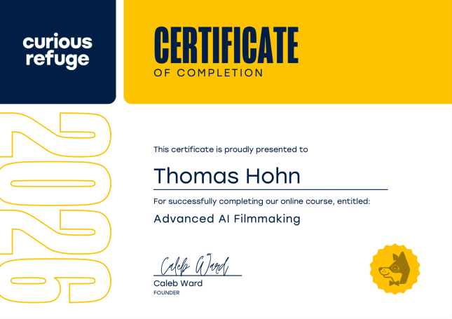 Zertifikat "Advanced AI Filmmaking"